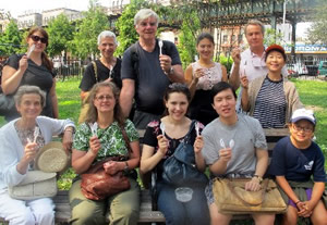 Hebrew school group from Philidelphia enjoying Borough Park